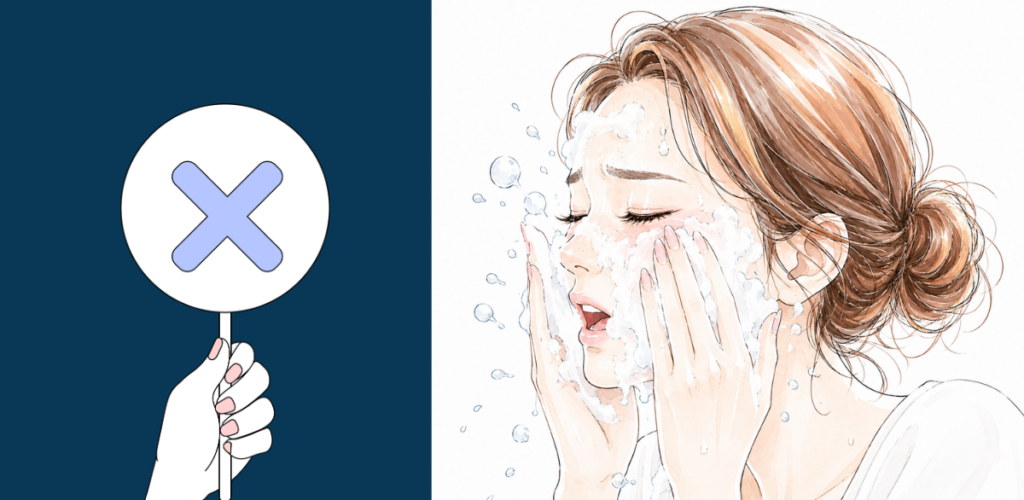 NG①:すっきりしたいからと、1日に何度も洗顔する